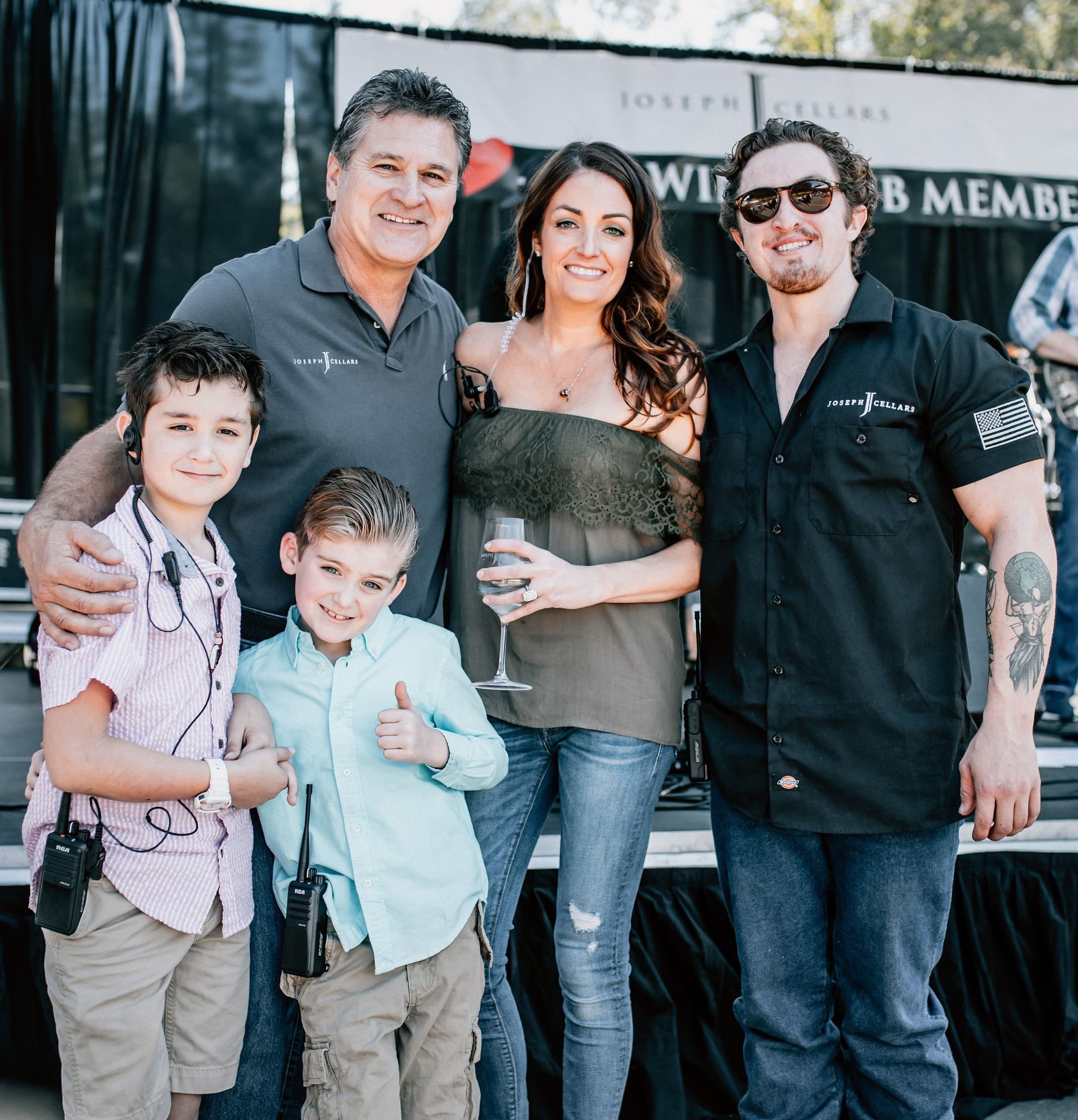 The Bartholomew family — Joe, Nicole, and family at a Joseph Cellars event